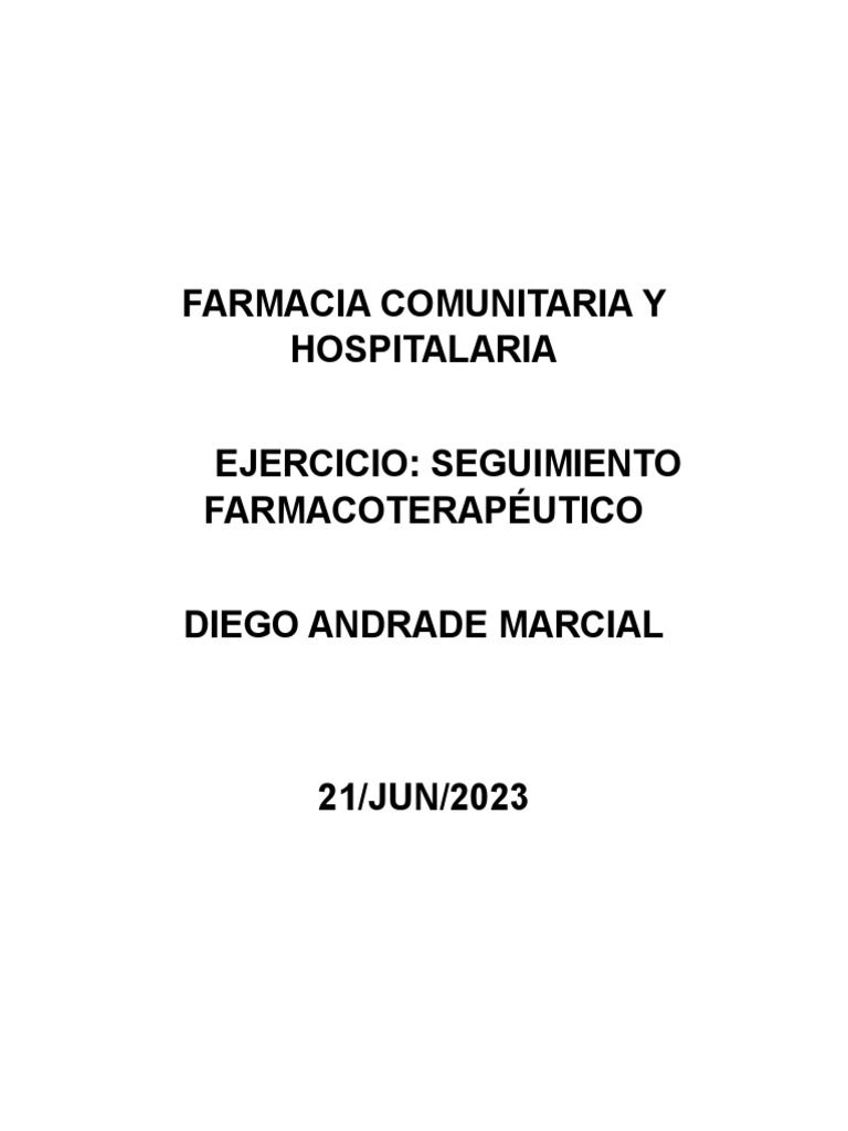 Seguimiento Farmacoterapéutico PDF Medicamentos con receta