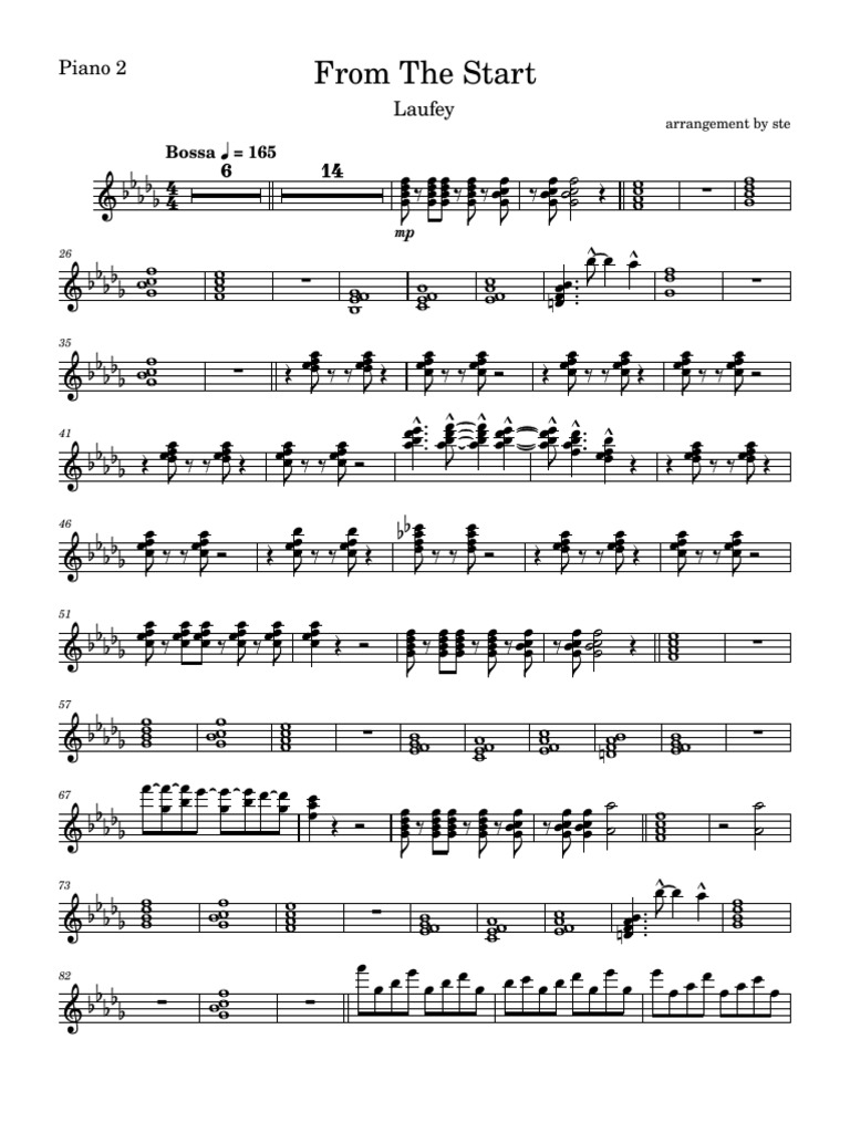 From The Start Laufey (Full Arrangement) Piano 2 PDF