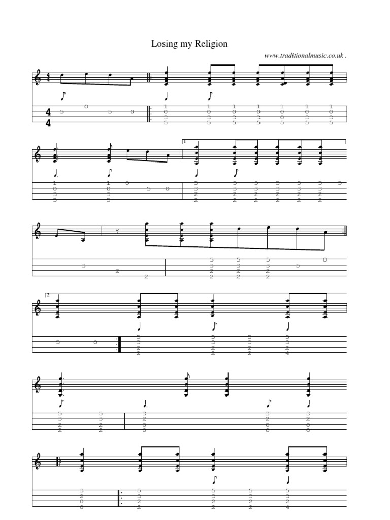 Losing My Religion Mandolin Tab PDF Song Recordings Produced