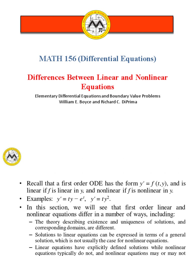 Day 5 Differences Between Linear and Equations PDF