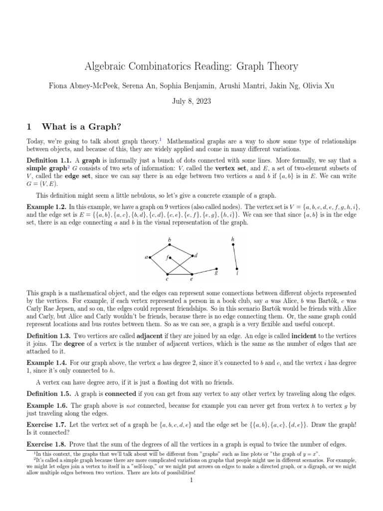 Introduction to Graph Theory Concepts | PDF | Vertex (Graph Theory ...