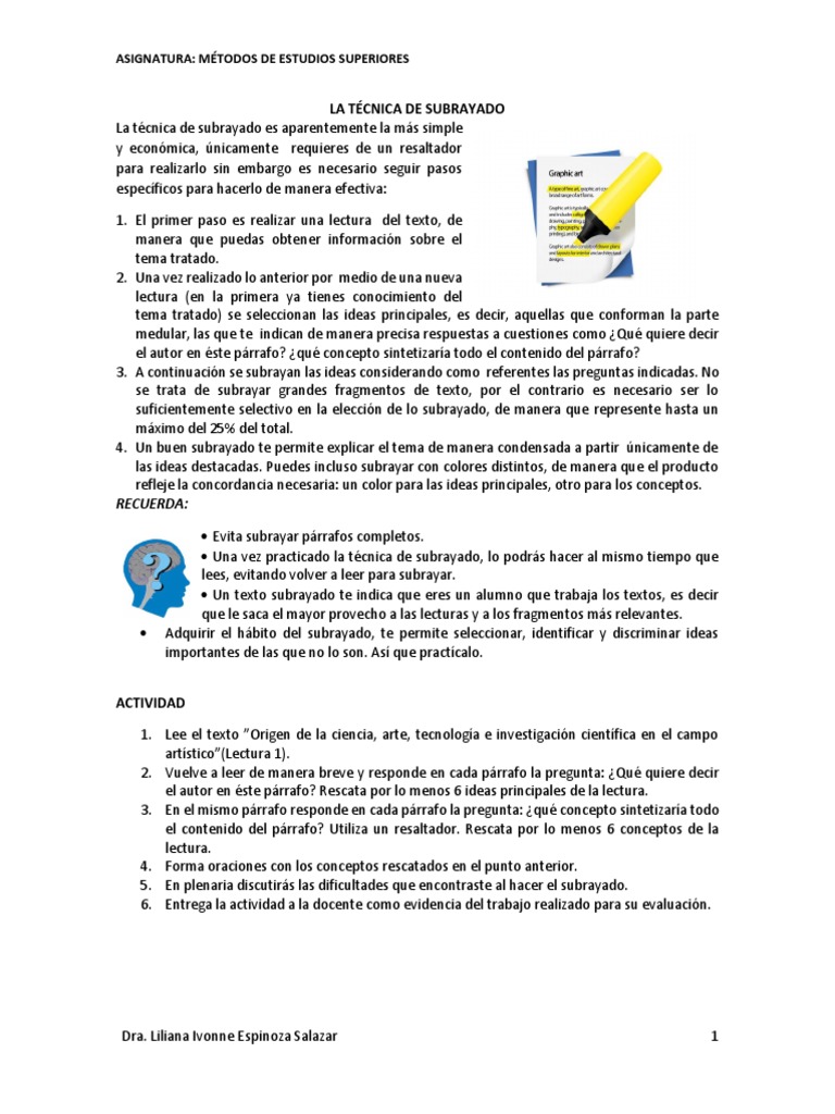 Técnicas de Subrayado y Resumen | PDF | Sumario abstracto) | Ciencia ...