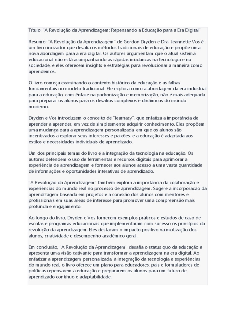 Revolução da Aprendizagem Digital | PDF | Aprendizado | Revoluções