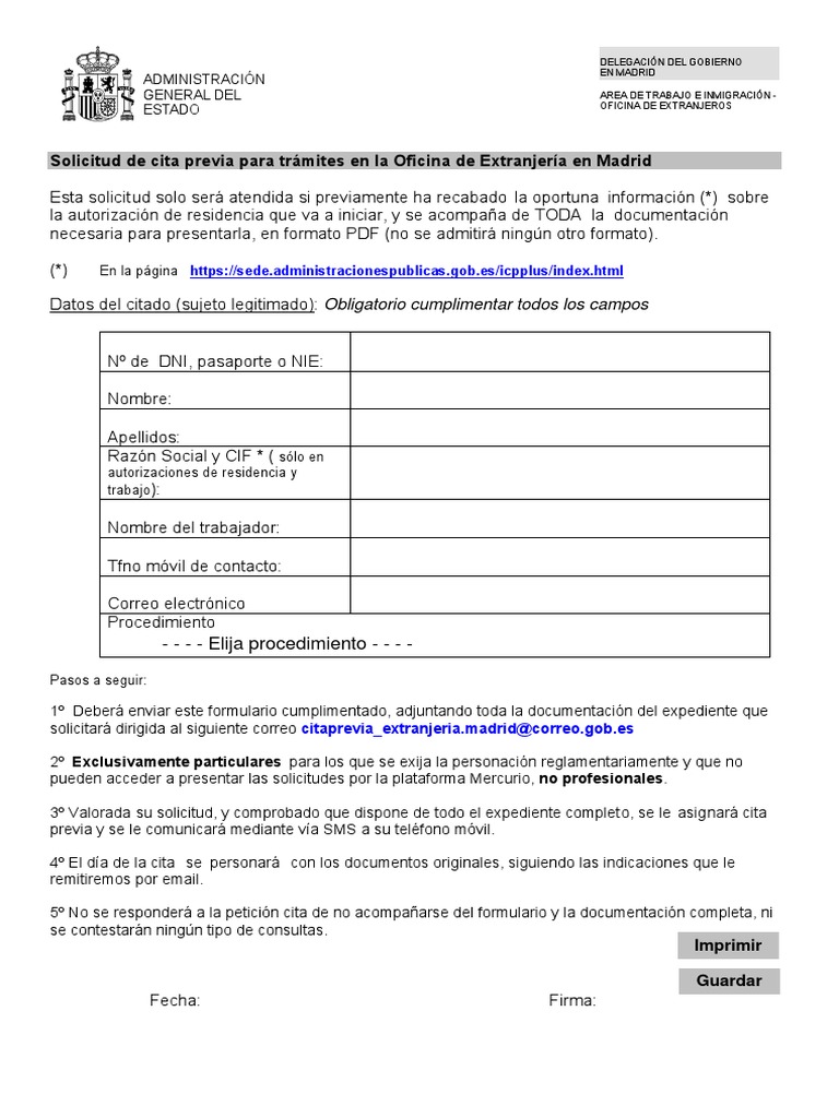 Cita Previa para Extranjería en Madrid | PDF