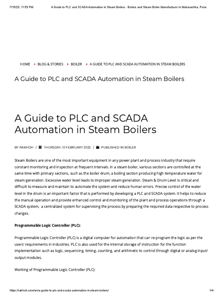 A guide to plc and scada automation in steam boilers boilers and