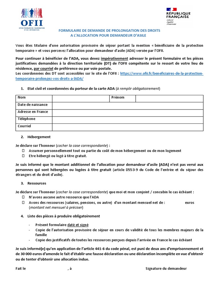 Prolongation des droits à l'ADA OFII | PDF | Justice | Crime et violence