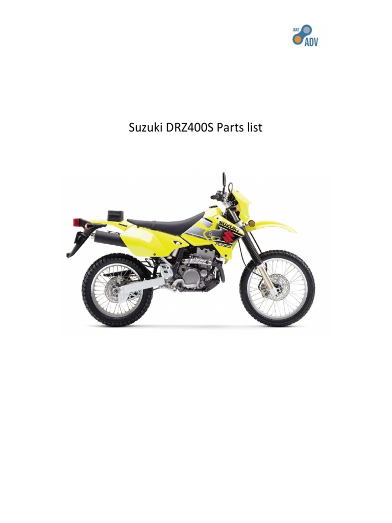 DRZ400S Parts List PDF Rotating Machines Engine Technology