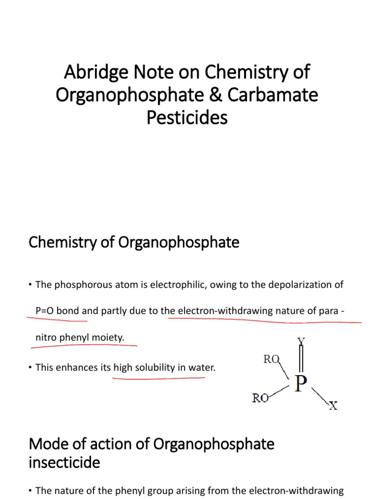 Abridge Note On Chemistry of Organophosphate & Carbamate | PDF ...