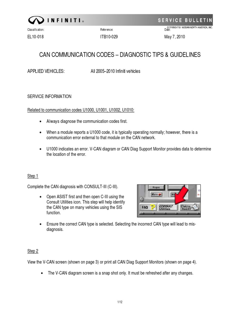 Nissan CAN Communication Codes Guide | PDF | Electrical Connector ...