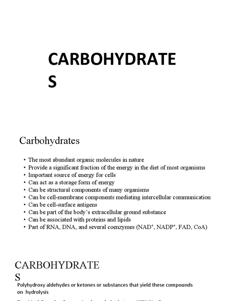 Carbohydrates Presentation PDF Carbohydrates Polysaccharide