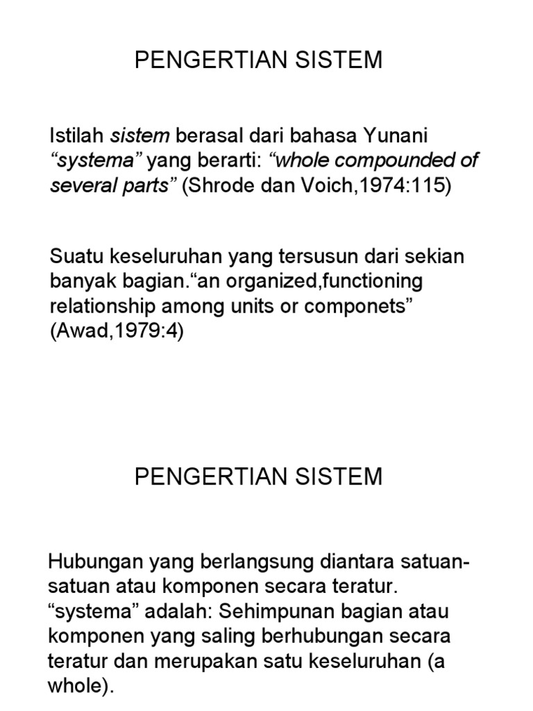 Definisi dan Unsur Sistem Menurut Shrode | PDF | Filsafat | Sains ...