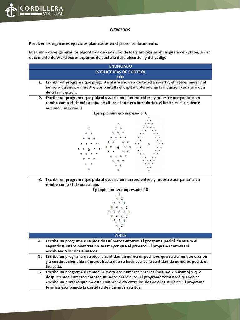 Ejercicios Python: Control y Funciones | PDF | Programa de computadora ...