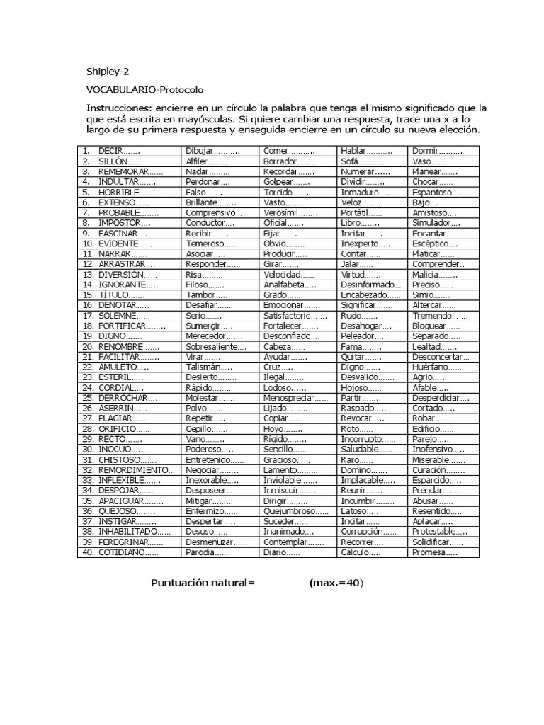 Shiple 2 - Vocabulario | PDF