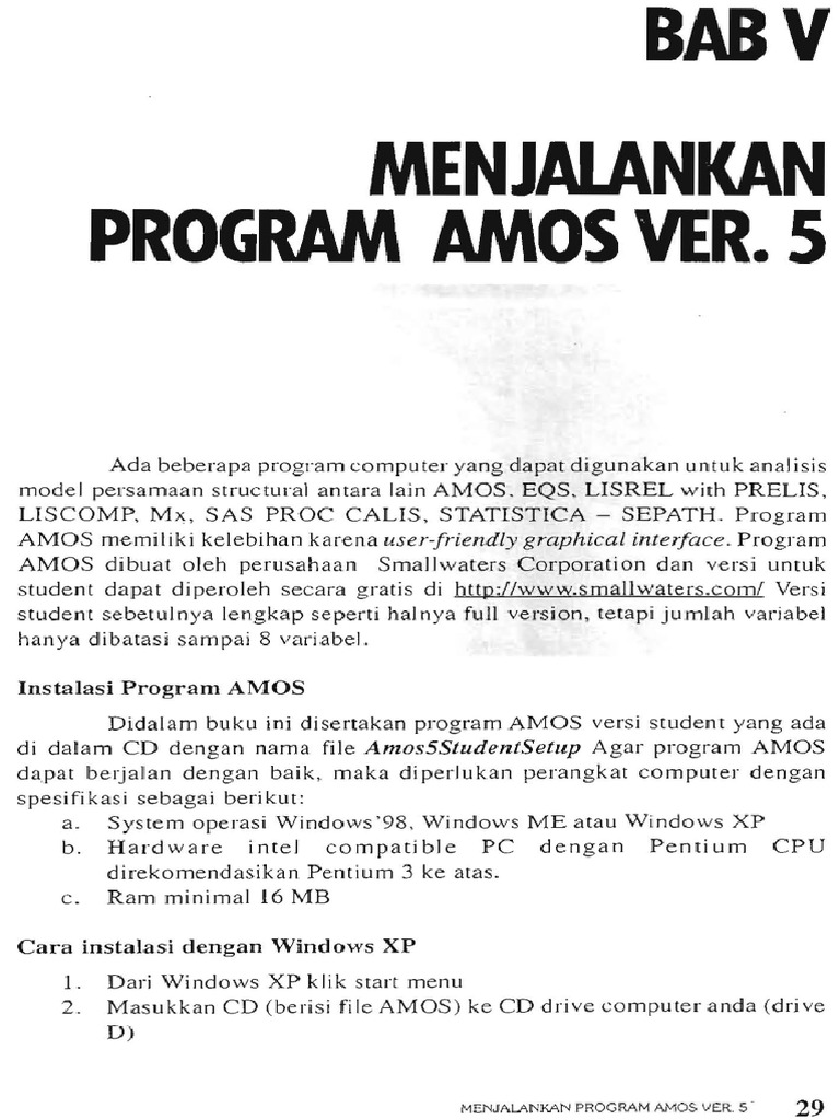 Contoh cara menjalankan software amos pdf