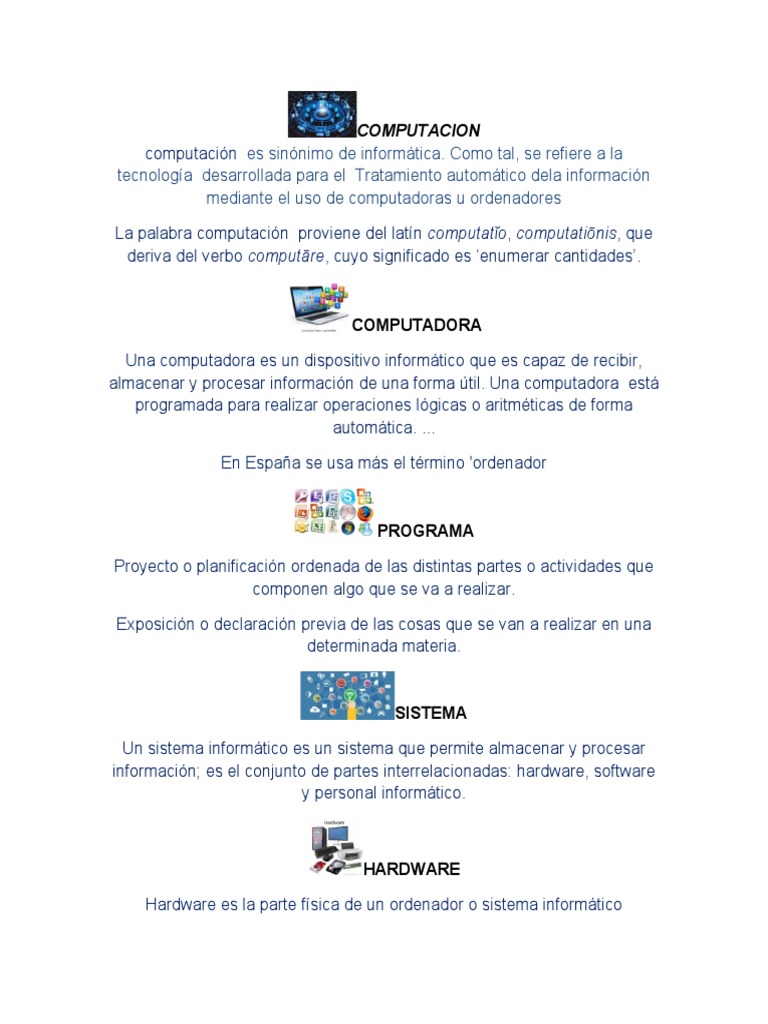 Definición de Computación y Componentes | PDF | Informática