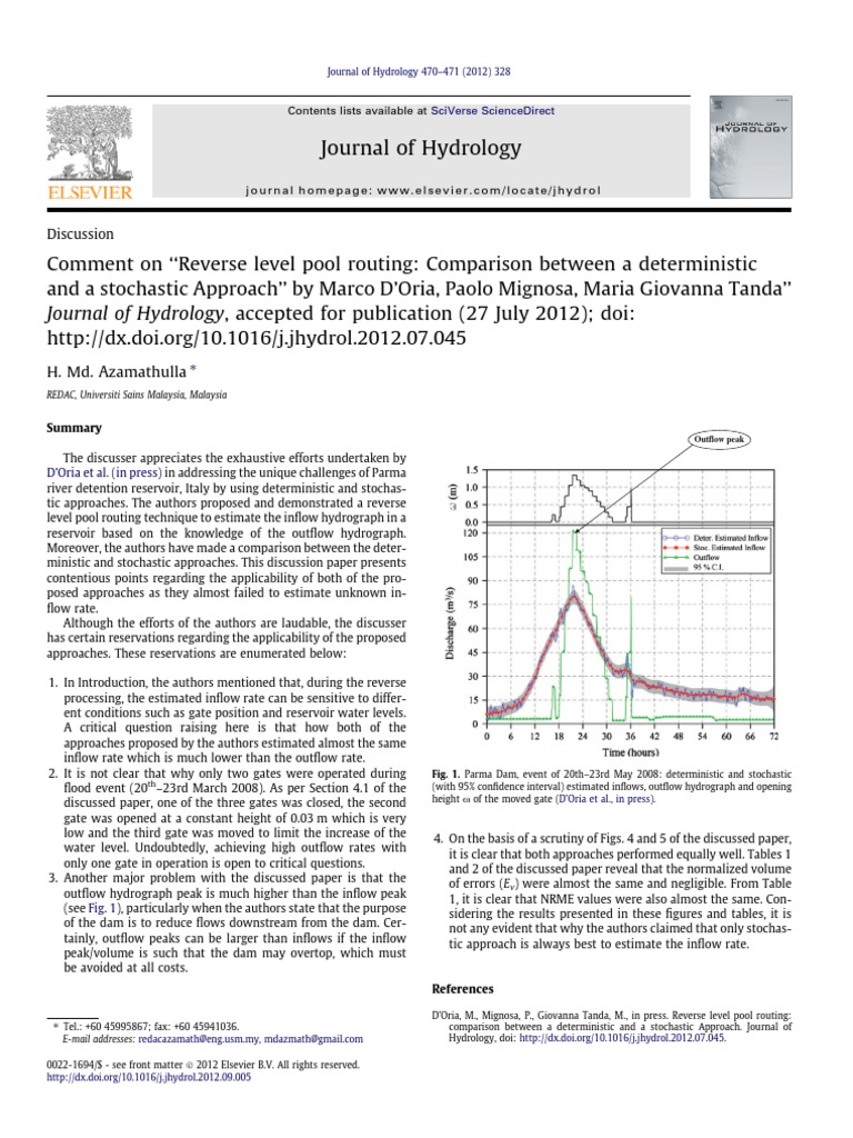 Discussion on Reverse Level Pool Routing | PDF | Discharge (Hydrology ...