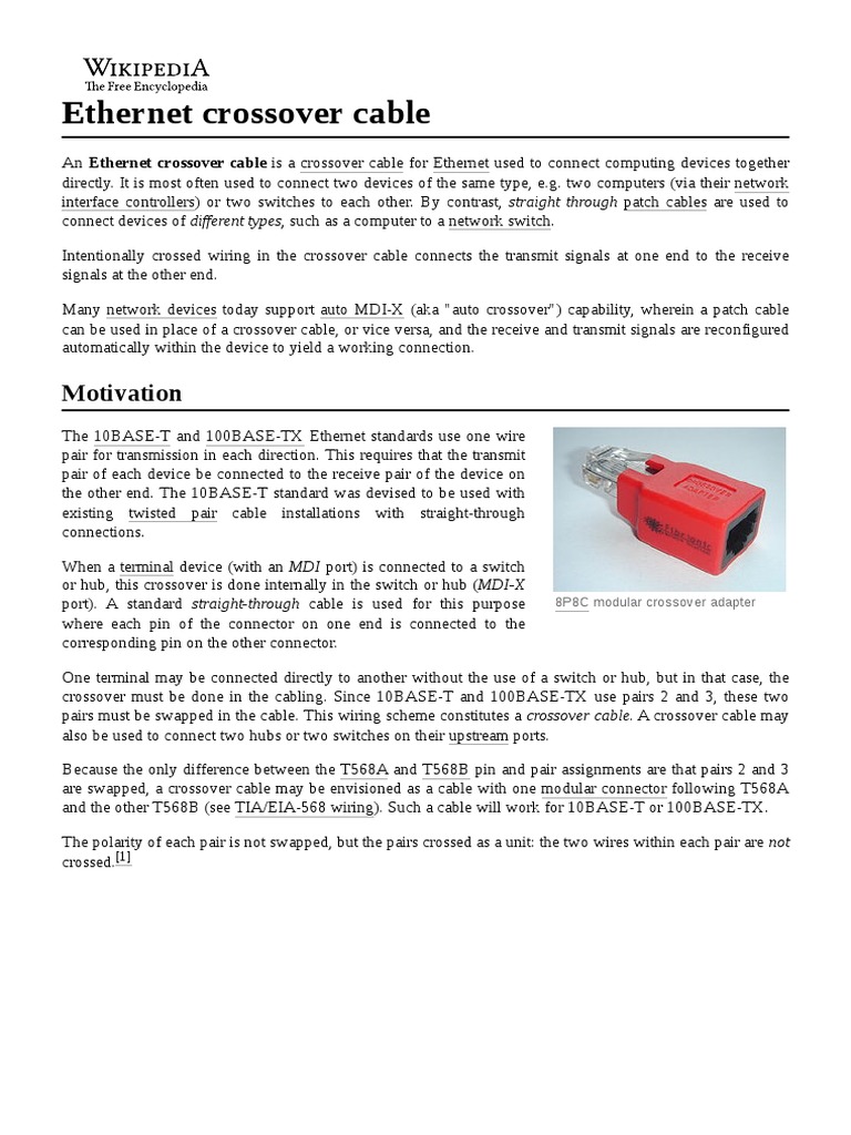 Ethernet Crossover Cable | PDF | Computer Hardware | Information And