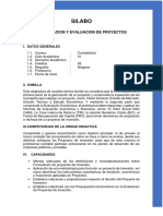 Silabo de Formulacion y Evaluacion de Proyectos