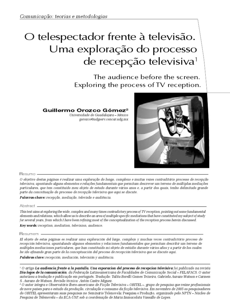 O Telespectador e a Recepção Televisiva | PDF | Mediação | Família
