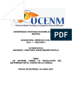 Informe Sobre La Regulación Del Matrimonio en El Código de La Familia 2