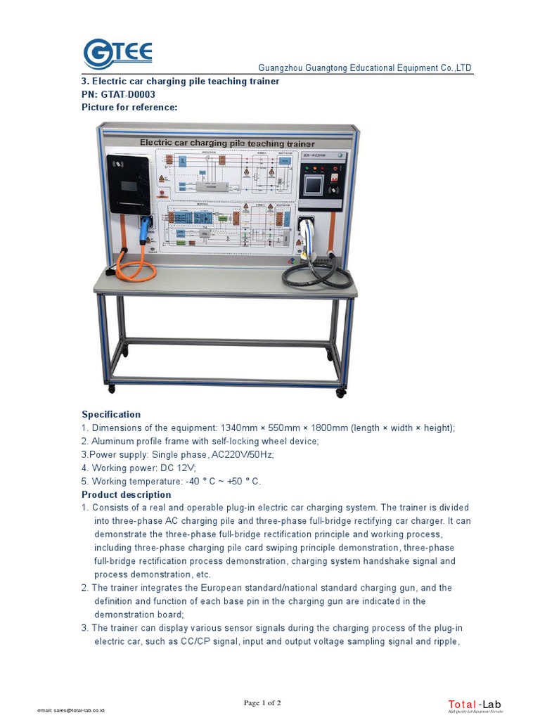Electric Car Charging Pile Teaching Trainer | PDF | Rectifier | Power ...