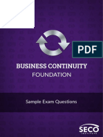 Business Continuity Foundation Sample Exam Questions