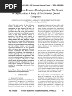 Effect of Human Resource Development On The Growth of Organizations A Study of Five Selected Quoted Companies