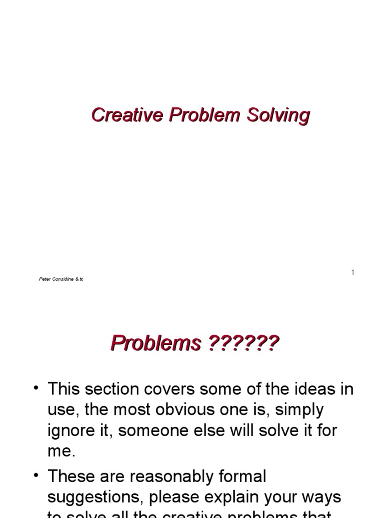 Creative Problem Solving Techniques | PDF | Swot Analysis | Creativity