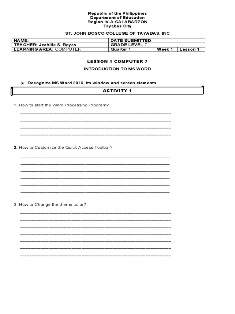 GRADE-7 computer-MODULE | PDF | Microsoft Word | Software