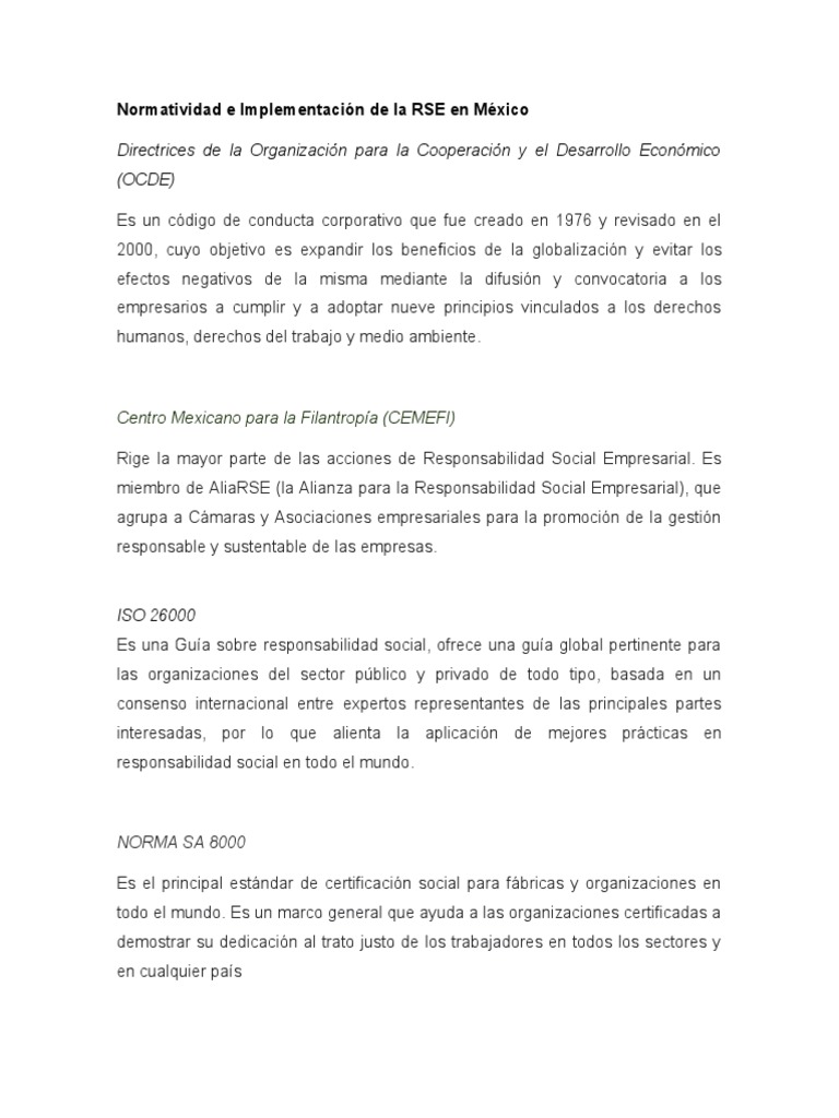 Normas de RSE en México: Guía y Beneficios | PDF | Responsabilidad ...