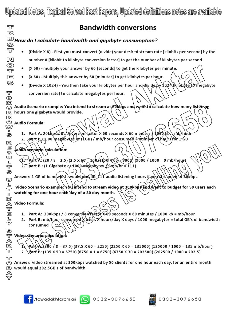 Bandwidth Conversions | PDF | Byte | Streaming Media