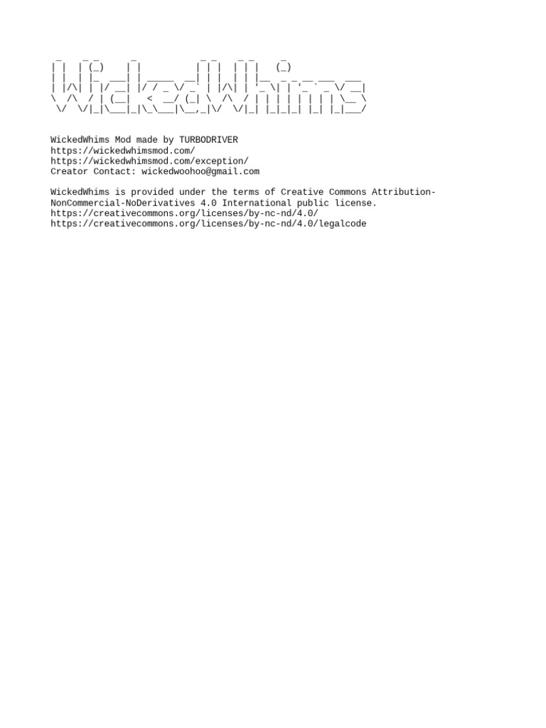 Wickedwhims info license pdf