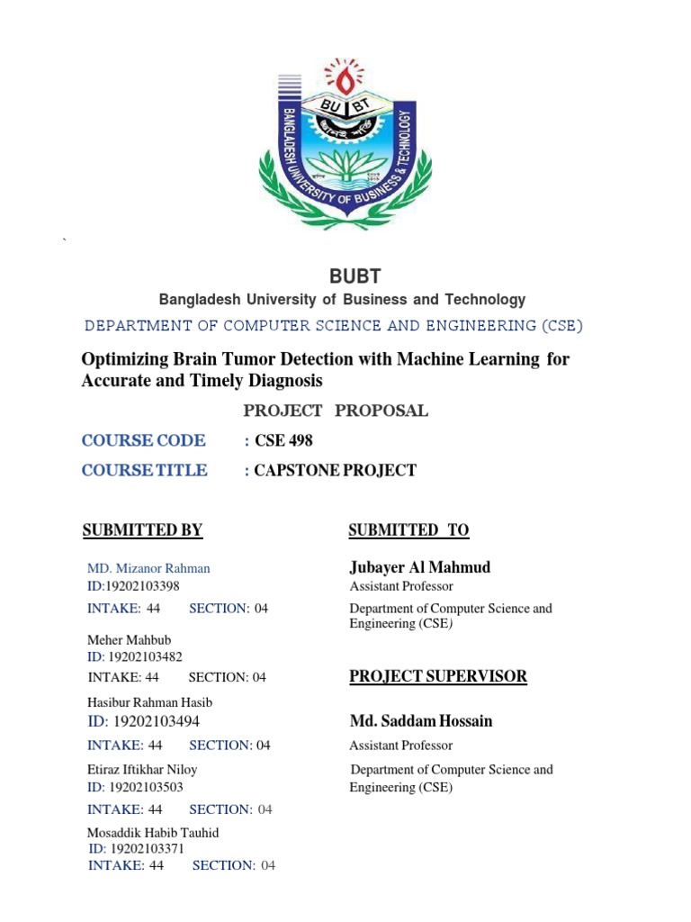 Capstoneee Project Proposal Pdf Machine Learning Brain Tumor