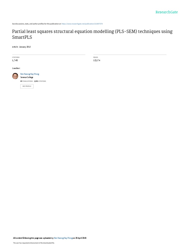 PLS-SEM Techniques with SmartPLS | PDF | Structural Equation Modeling ...