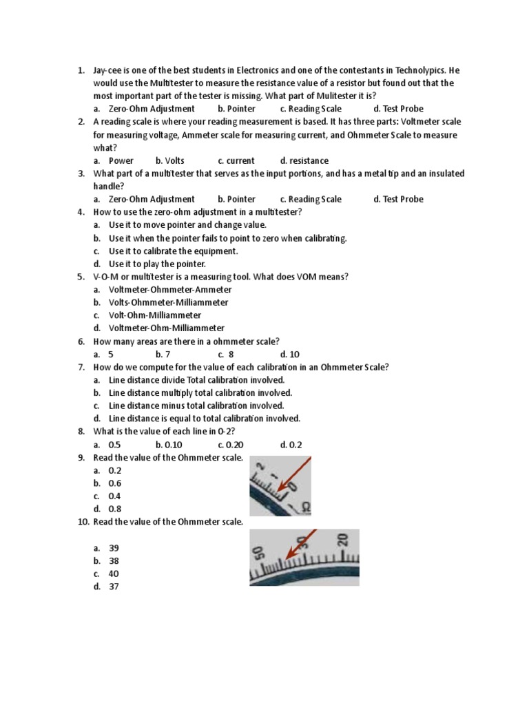 Parts Multitester Ohmmeter Scale PDF