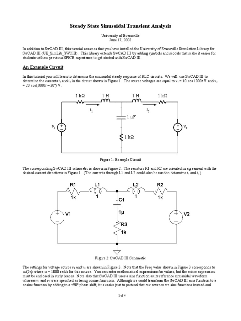 Steady State Sinusoidal Transient Analysis: An Example Circuit | PDF