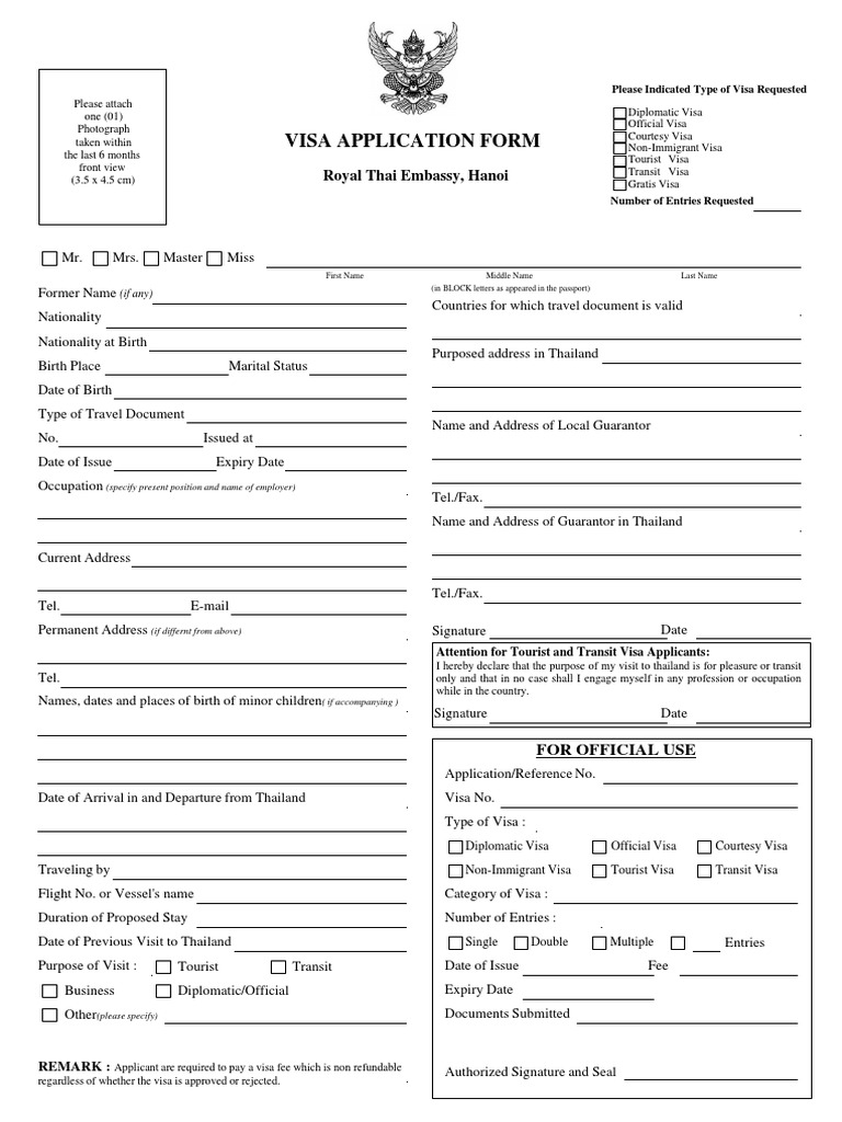 Visa Application Form RTE HANOI PDF Travel Visa International Law