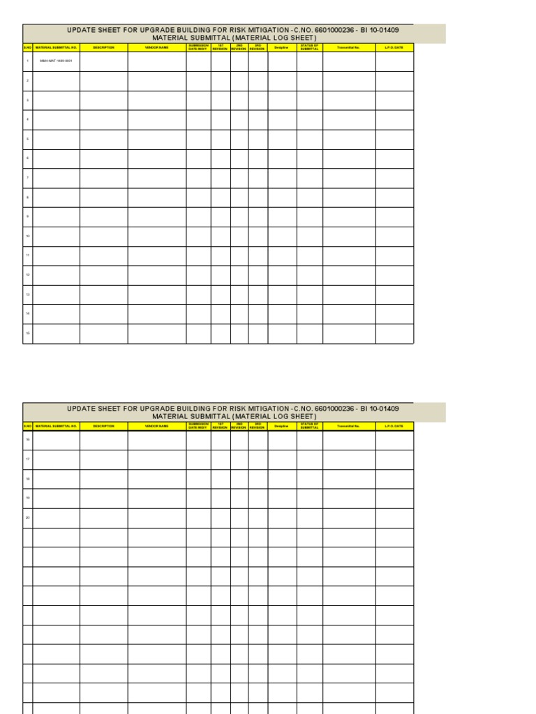 Update Sheet For Upgrade Risk Mitigation Building-Bi-01409 | PDF | Business