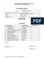 M. Nazam Edible Oil Industries (PVT) Ltd. Lab Analysis Report
