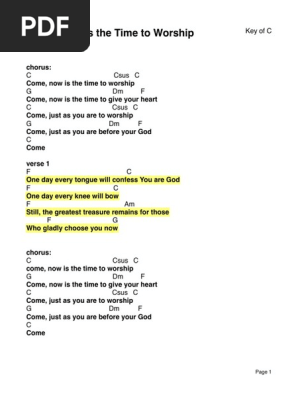 Come Now Is The Time To Worship Chords | PDF