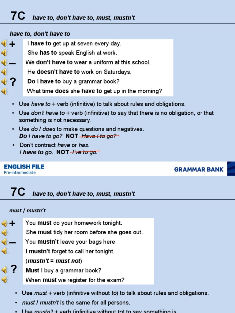 7C Grammar Bank | PDF