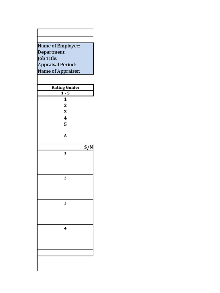 Appraisal Form Template PDF Performance Appraisal Organizational