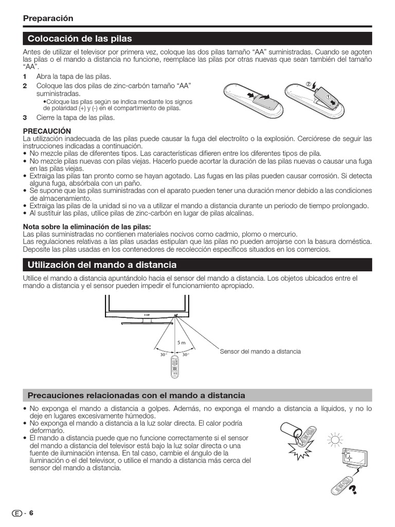 Manual TV Sharp Lc32fh500e2 PDF Televisión Control remoto