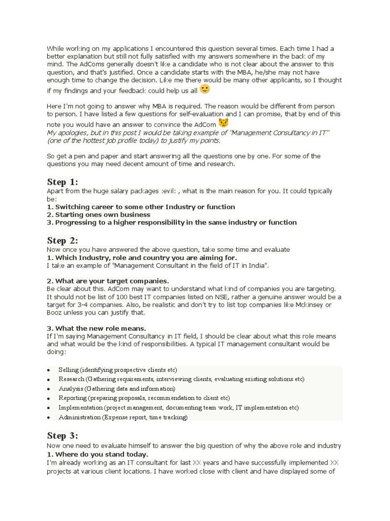 MBA Self-Evaluation Guide | PDF | Master Of Business Administration ...
