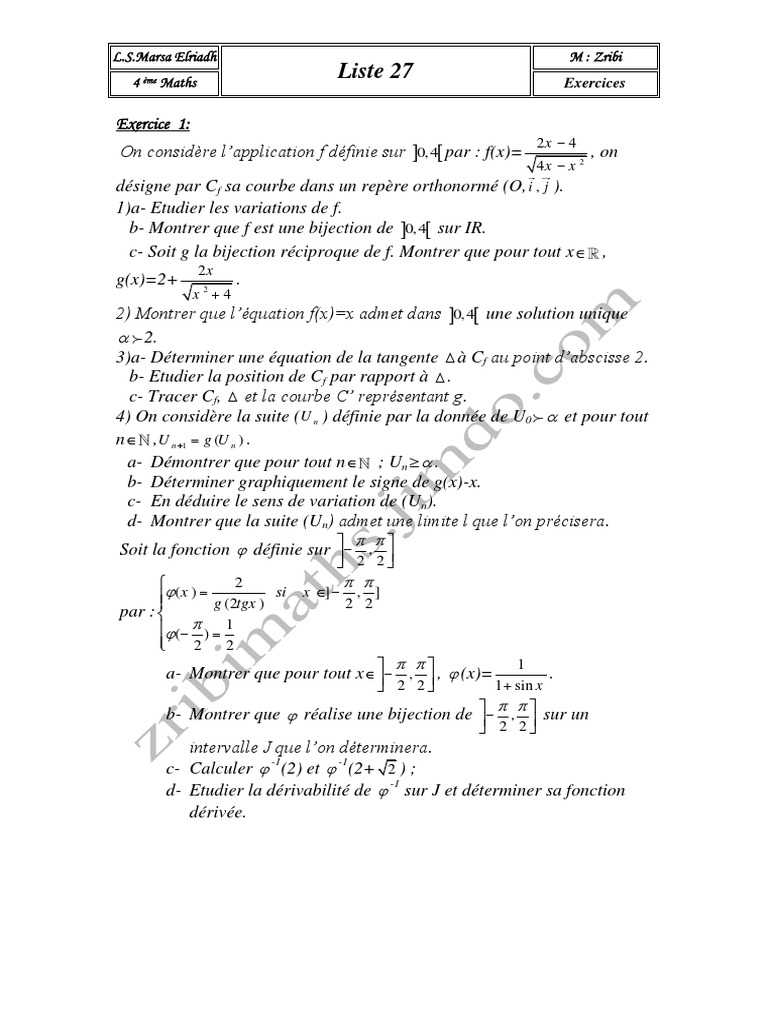 Théorème De Bijection : Théorème de la bijection — Wikipédia – MTTVU