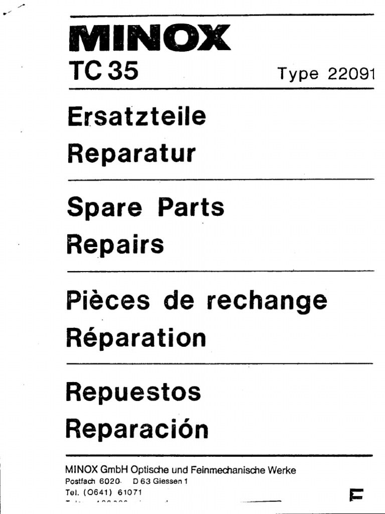 Minox TC35 Repair Manual | PDF