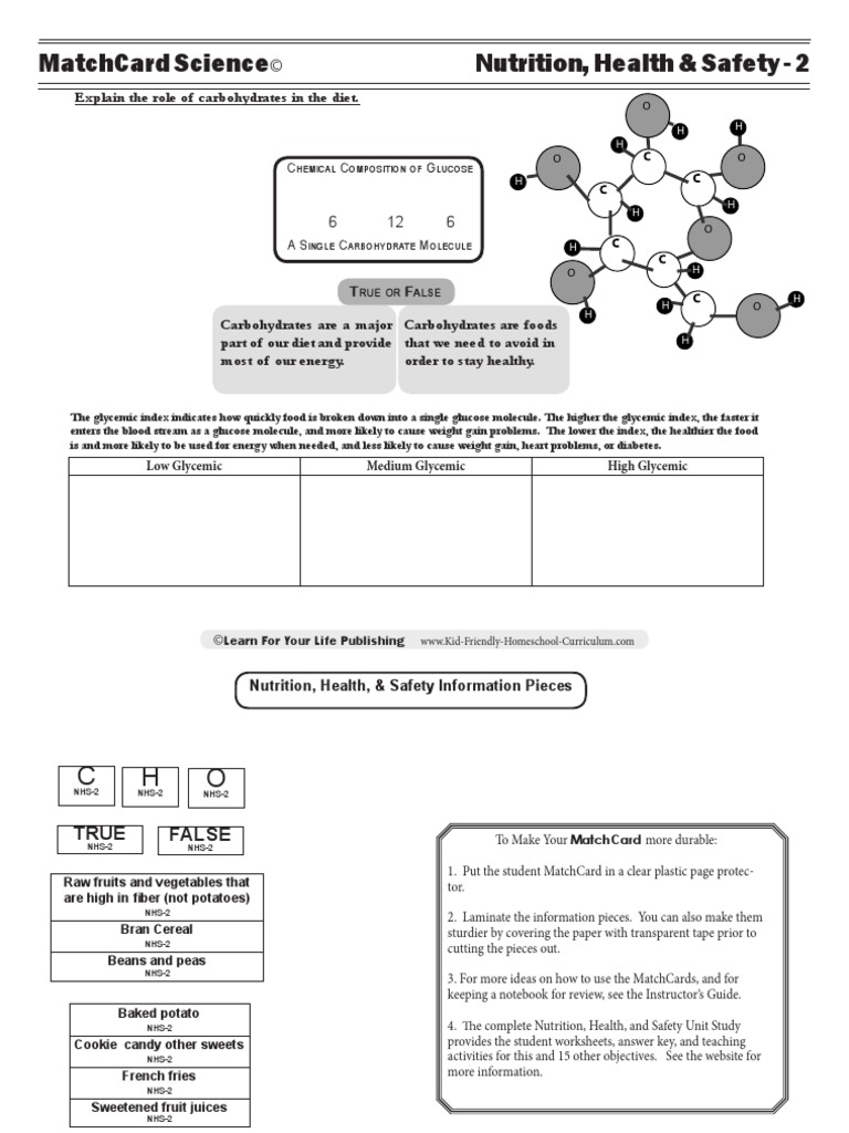 Carbohydrate Molecular Worksheet PDF