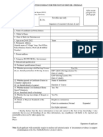 Application Format For The Post of Driver & Fireman