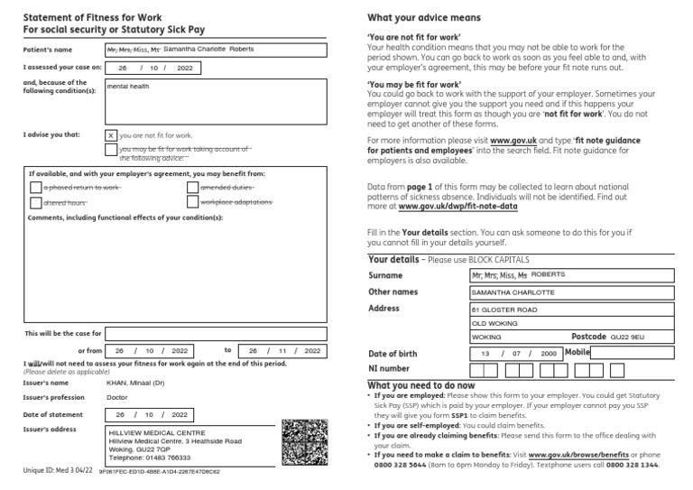 Fit note pdf employment health care