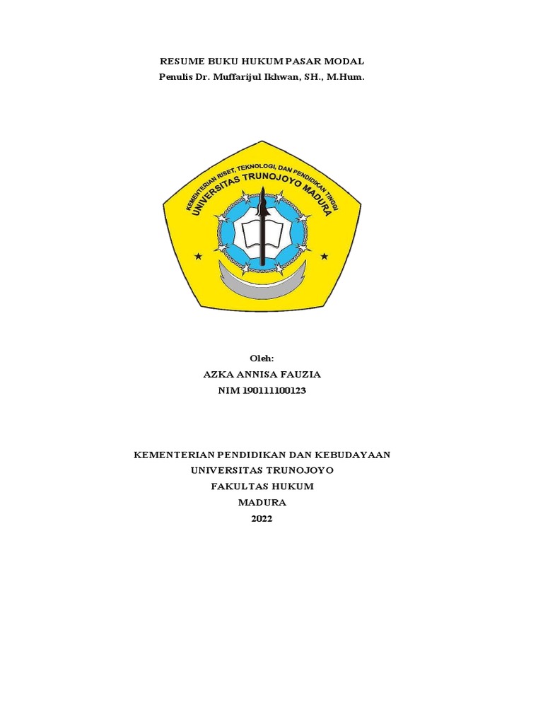 Resume Buku Hukum Pasar Modal Pdf